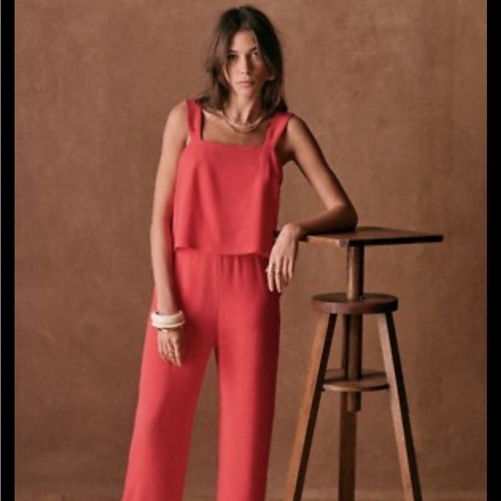 Sezane Pénélope Jumpsuit - Pink Creation Coral - Size 6